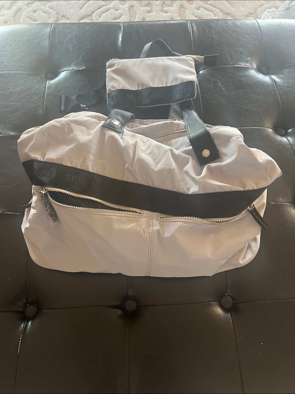 Steve Madden Gray and Black Nylon Duffel Bag